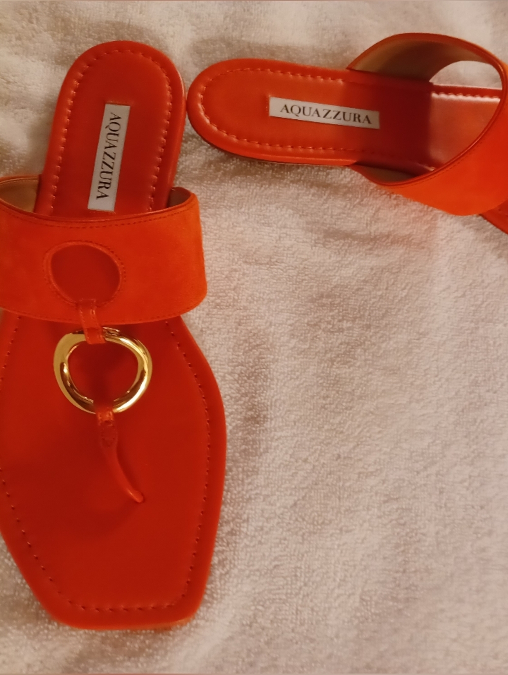 Aquazzura Firenze 41 9.5 9 1/2 red orange Italian leather slides sandals shoes